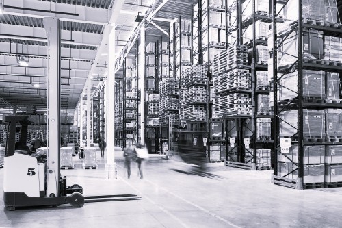 Warehouse with forklift